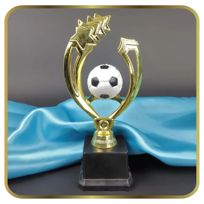Gold and Black Soccer Ball Star Award Trophy